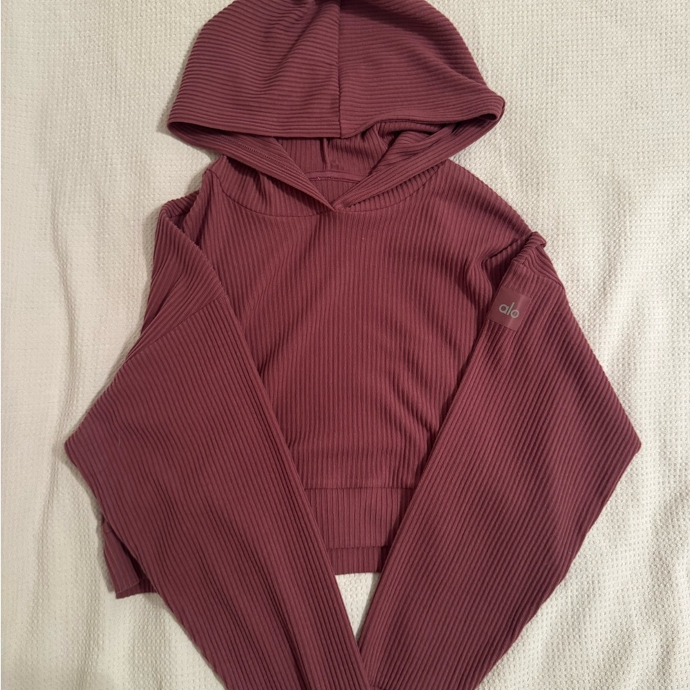 ALO Yoga Women's Ribbed Hoodie - Dusty Rose